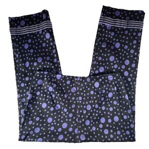 Anne Carson Black Pants With Purple Polka‎ Dots, Size 10 Lightweight